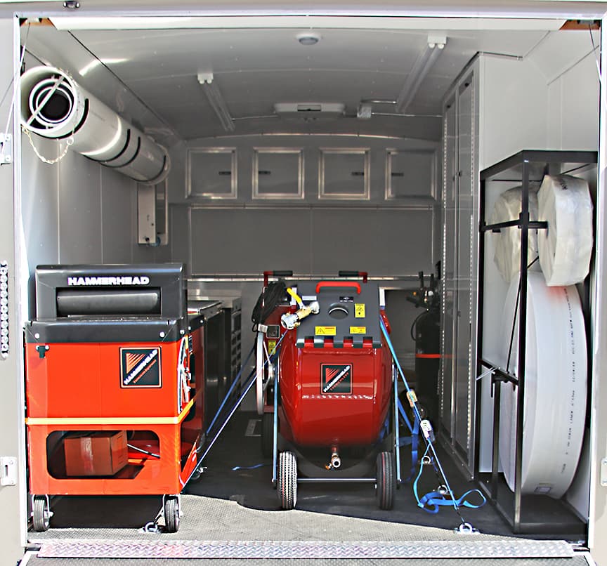 Ample storage for all of your lining and remediation equipment.